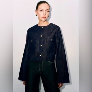 Button Up Crew Neck Loose Denim
Jacket
